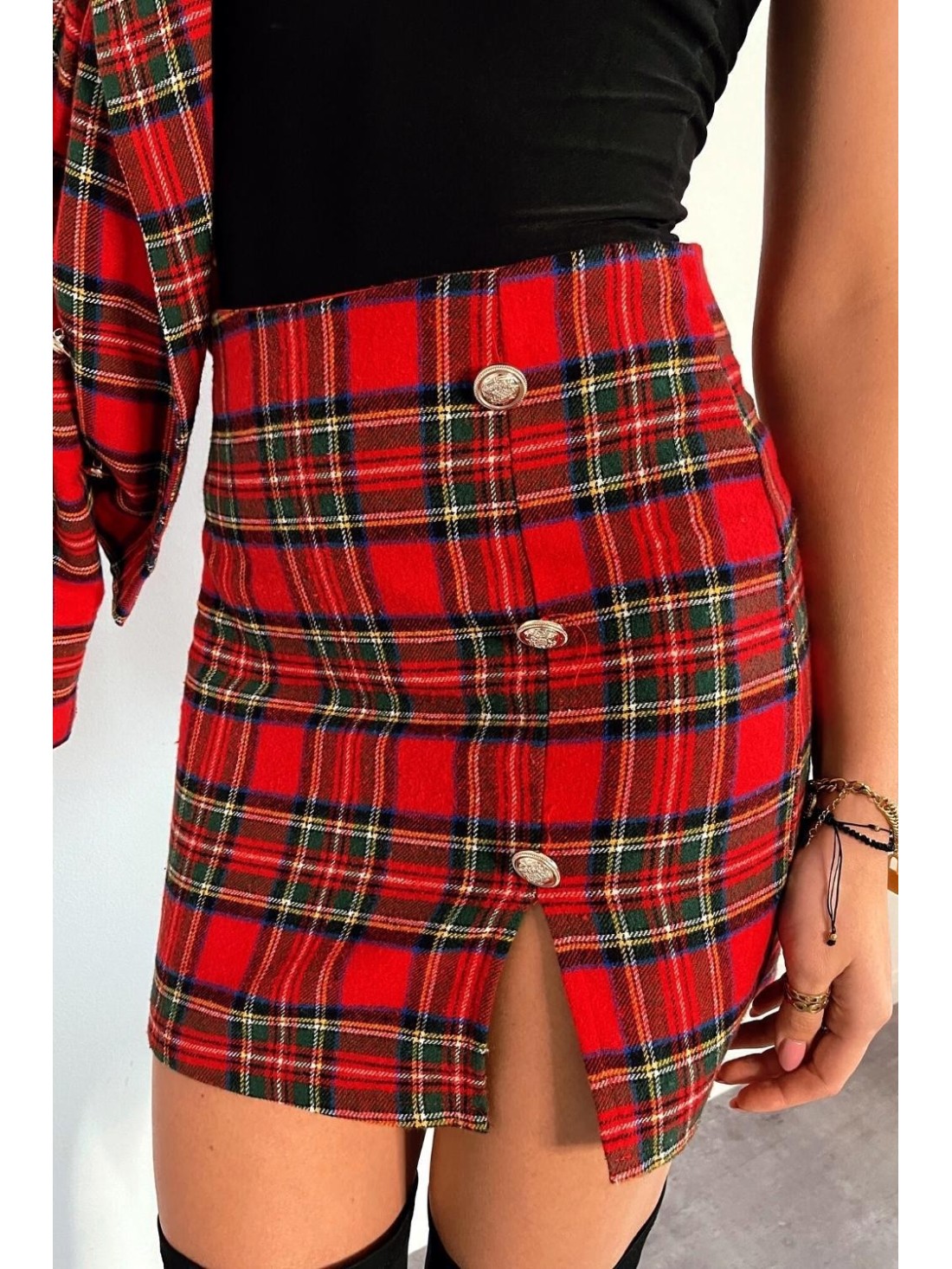 Red and green checkered mini skirt 80077 - Online store - Boutique